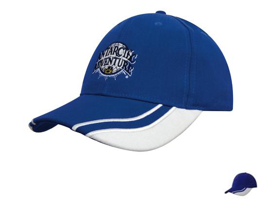 4073RO-WH Brushed Heavy Cotton Cap with Curved Peak Inserts - Royal-White