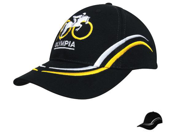 4075BL-WH-CH Brushed Heavy Cotton Cap with Curved Embroidery on Crown and Peak - Black-White-Charcoal