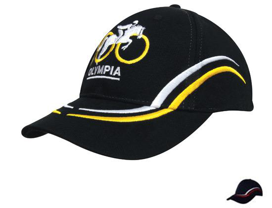 4075NA-WH-RE Brushed Heavy Cotton Cap with Curved Embroidery on Crown and Peak - Navy-White-Red