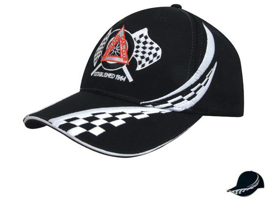 4076NA-WH Brushed Heavy Cotton Cap with Swirling Checks and Sandwich - Navy-White