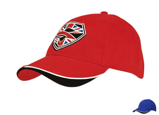 4167RO-WH-NA Indent Peak Cap - Royal/White/Navy - Structured 6 Panel - Durable Cotton