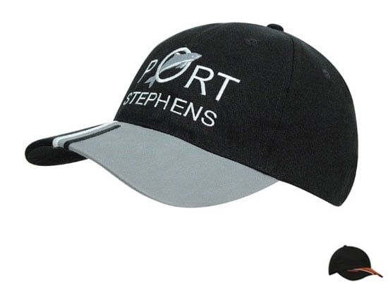 4178BL-WH-OR Tri-Coloured Peak Cap - Black-White-Orange