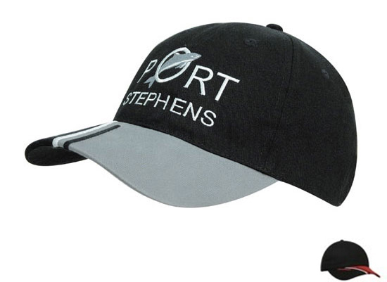 4178BL-WH-RE Tri-Coloured Peak Cap - Black-White-Red