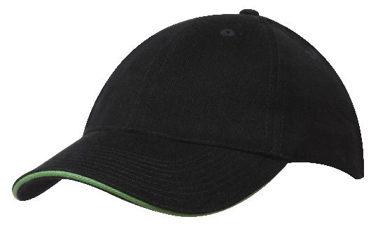 4210BL-LI Sandwich Trim Cap - Black/Lime - Structured 6 Panel - Comfortable Fit