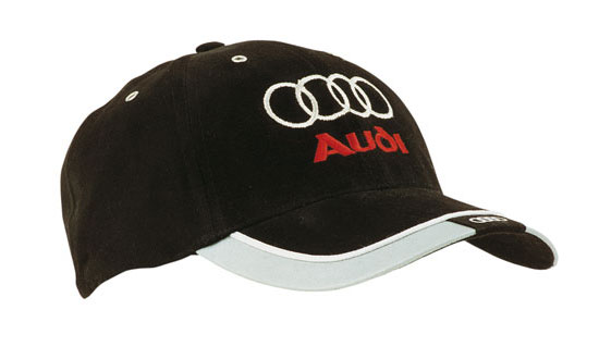 4214BL Brushed Heavy Cotton Cap with Reflective Trim and Tab on Visor - Black
