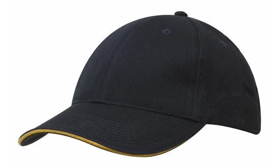 4229BL-GO Unstructured Brushed Cotton Cap - Black/Gold - Adjustable - Comfortable Fit