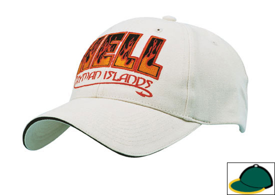 4229FOR-WH Unstructured Brushed Cotton Cap with Sandwich Trim - Forest-White