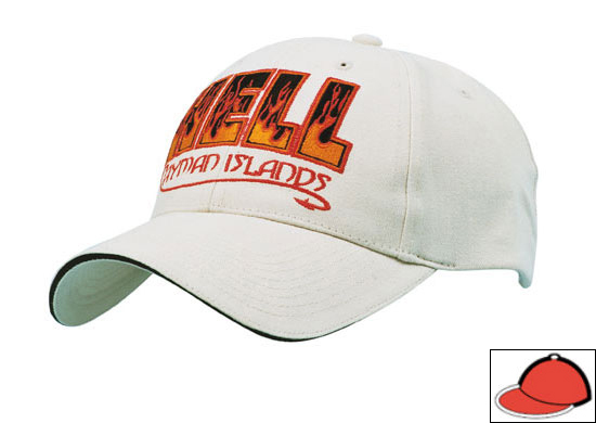 4229RE-WH Unstructured Brushed Cotton Cap with Sandwich Trim - Red-White