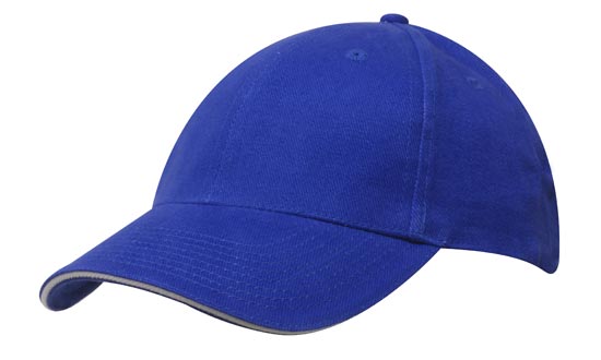 4229RO-WH Unstructured Brushed Cotton Cap - Royal/White - Adjustable Fit - Stylish Trim