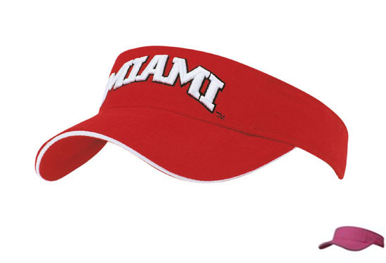 4230PI-WH Brushed Heavy Cotton Visor with Sandwich Trim - Hot Pink-White