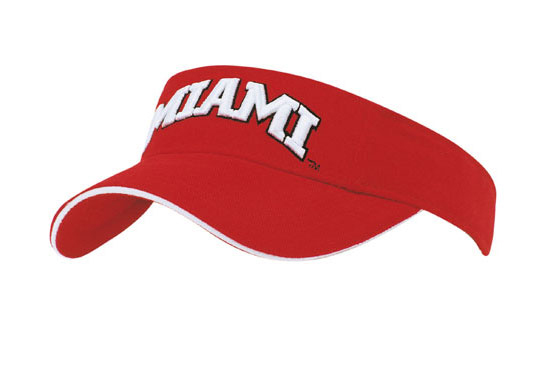 4230RE-WH Brushed Heavy Cotton Visor with Sandwich Trim - Red-White
