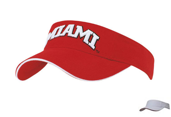 4230WH-RE Brushed Heavy Cotton Visor with Sandwich Trim - White-Red