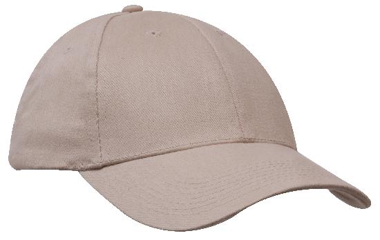 6 Panel Brushed Heavy Cotton Cap - Khaki