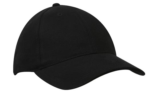 4242BL-RE 6 Panel Brushed Cotton Cap - Black/Red - Structured Design