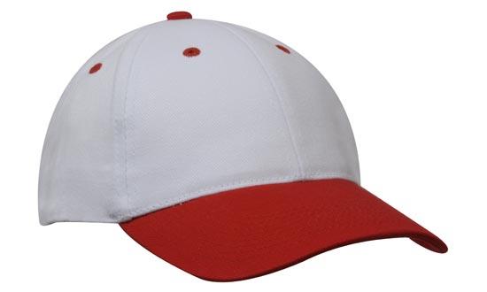4242NA-RE 6 Panel Brushed Cotton Cap - Navy/Red - Adjustable Fit - Comfortable Design