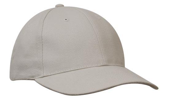 6 Panel Brushed Cotton Cap - Stone - Adjustable Fit - Comfortable Design