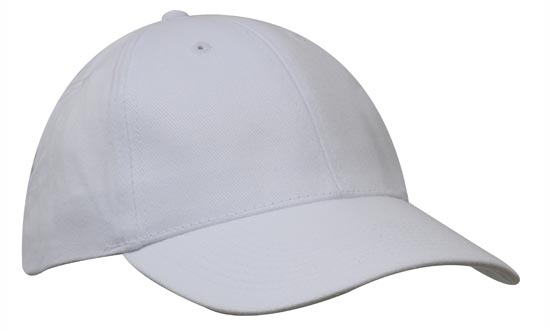 4242WH 6 Panel Brushed Cotton Cap - White