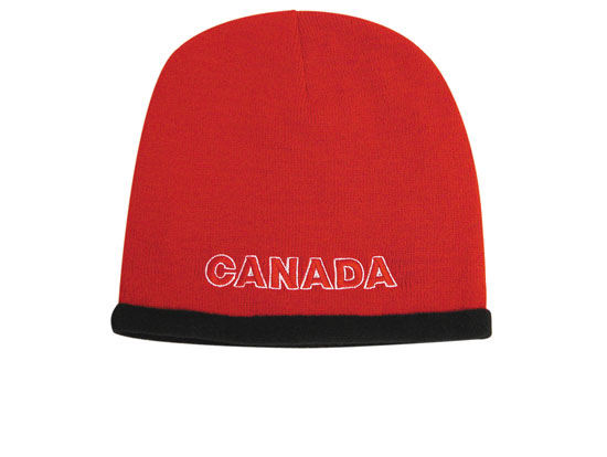 4253RE-BL Roll Down Acrylic and Polar Fleece Beanie Cap - Red-Black