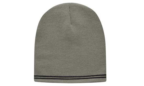 4259GRY-CH Skull Acrylic Beanie with Stripes - Gray-Charcoal