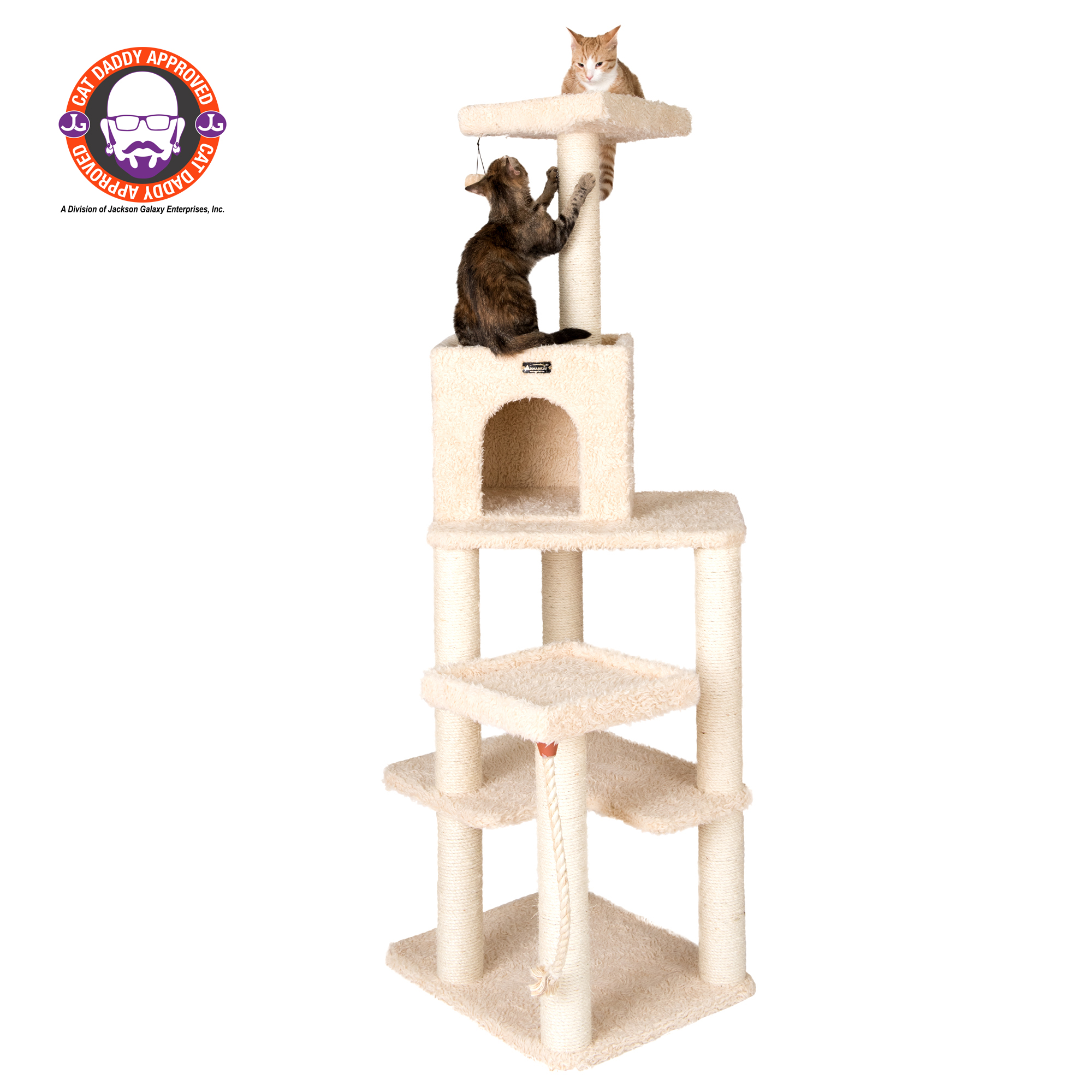 Picture of Armarkat Real Wood Cat Tower  Ultra thick Faux Fur Covered Cat Condo House A6902  Beige