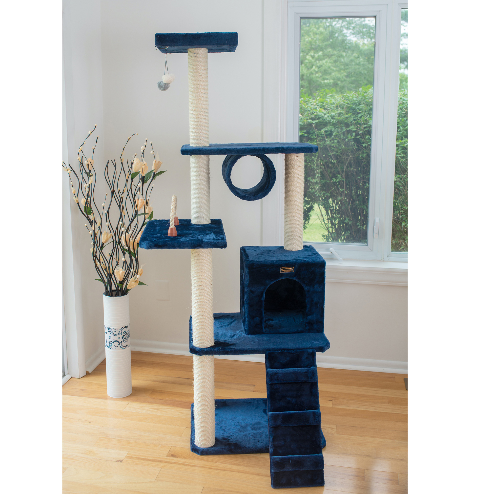 Picture of Armarkat 71&quot; Navy Real Wood Cat ClimbIng Tower  Cat Scratching Furniture  A7101