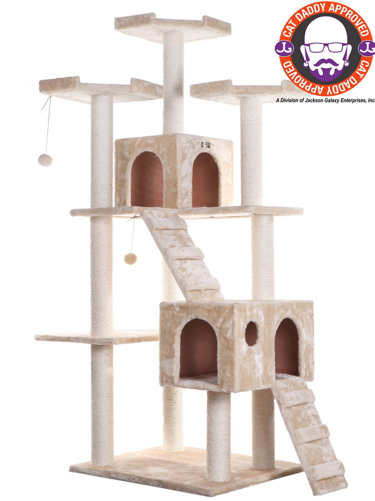 Picture of Armarkat 74&quot; Multi-Level Real Wood Cat Tree Large Cat Play Furniture With SratchhIng Posts  Large Playforms  A7401 Beige