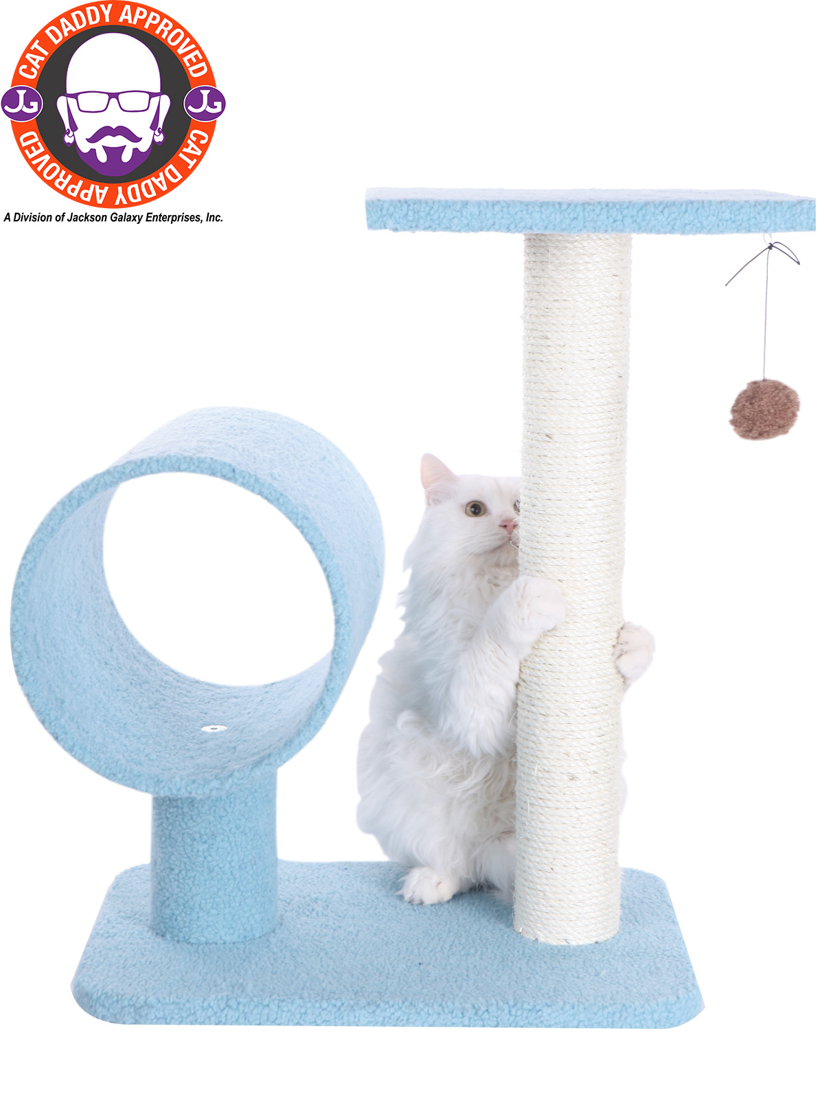 Picture of Armarkat Sky Blue 25&quot; Real Wood Cat Tree With Scratcher And Tunnel for Privacy And Hiding  B2501