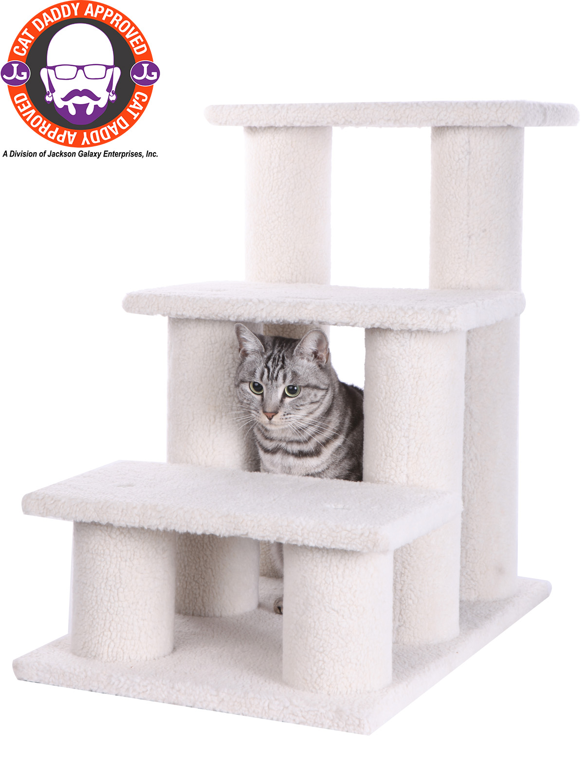 Picture of Armarkat 3 Step Real Wood Cat Step Stairs Ramp  25&quot; Height Dogs Climber And Kitten Steps B3001