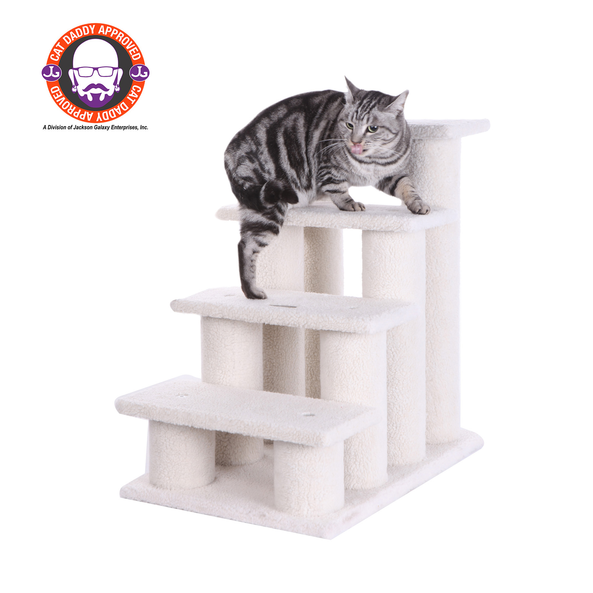 Picture of Armarkat 4 Steps Real Wood Ramp For Dogs  Cats  Cat Step Stairs Ramp  25&quot;(L)x17&quot;(W)x25&quot;(H)  B4001