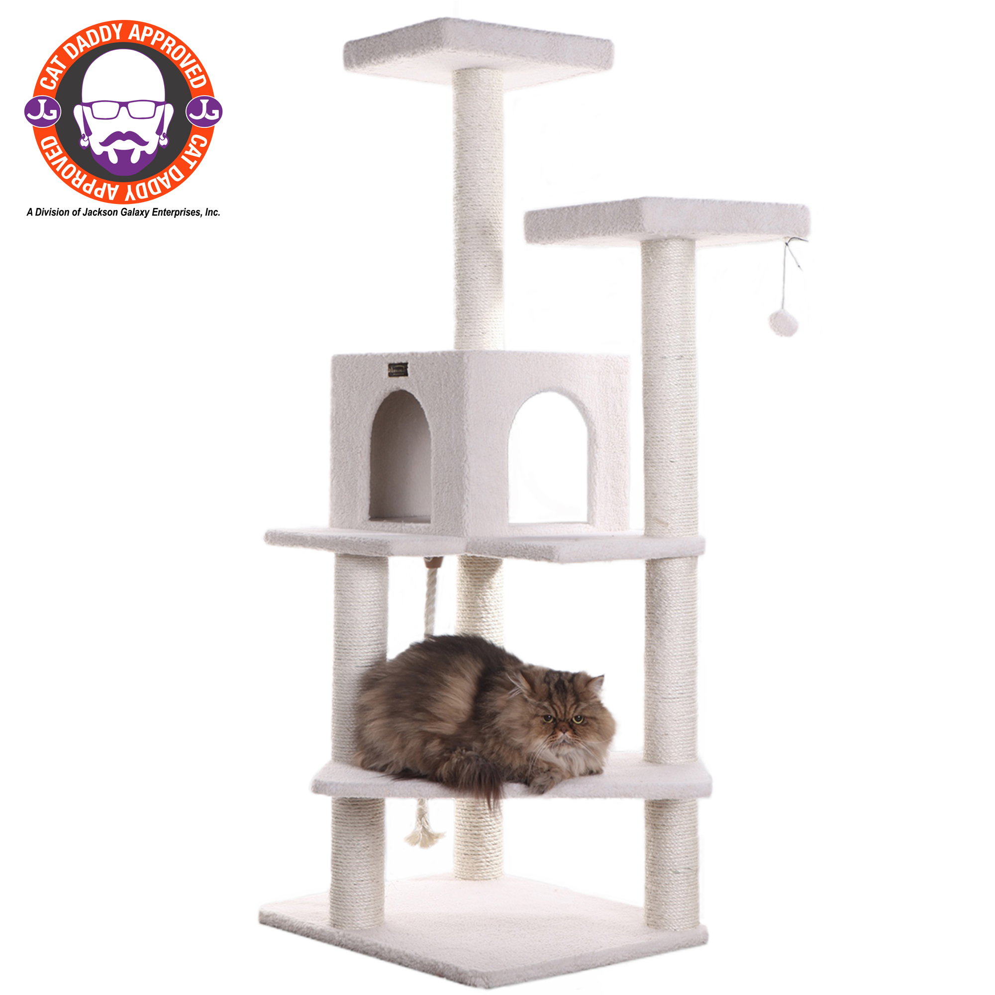 Picture of Armarkat Ivory 57&quot; High Real Wood Cat Tree  Fleece Covered Cat Climber  B5701