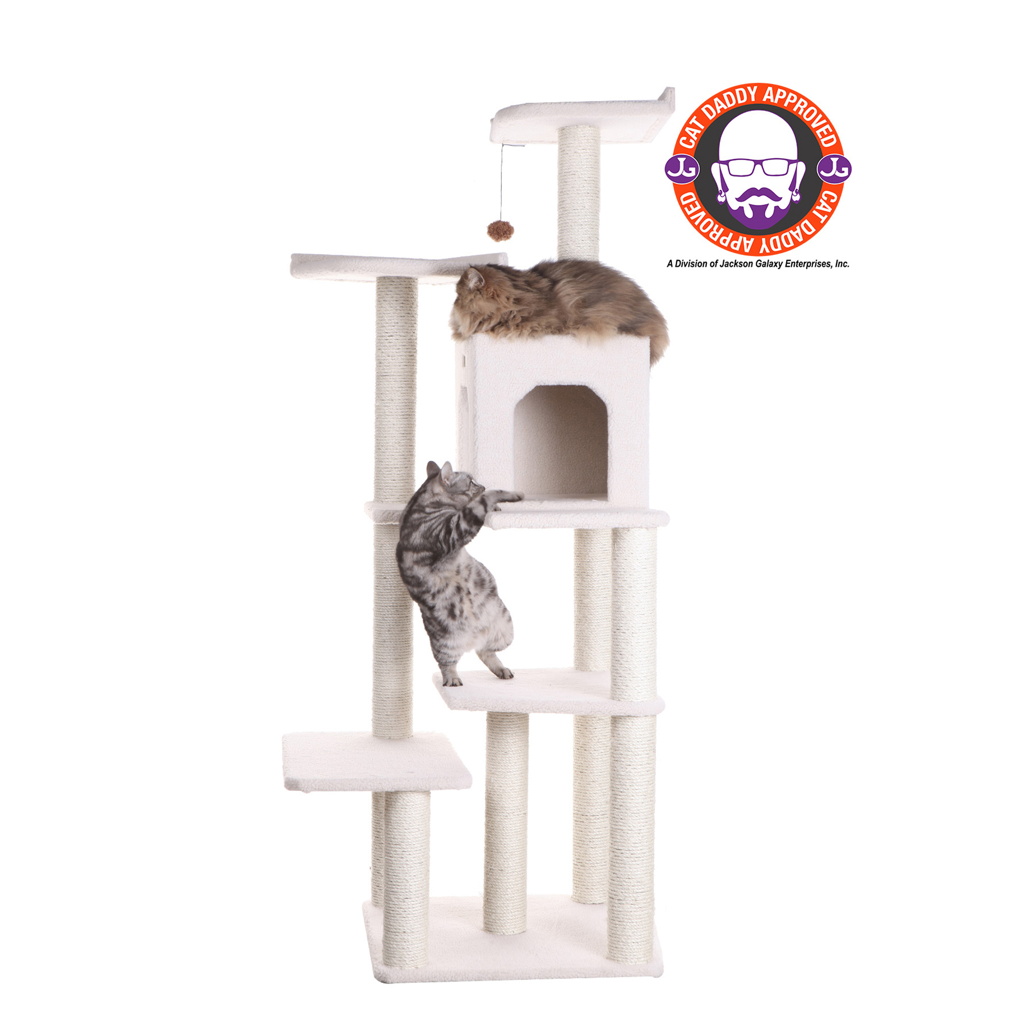 Picture of Armarkat B6802 Classic Real Wood Cat Tree In Ivory  Jackson Galaxy Approved  Six Levels With Condo and Two Perches