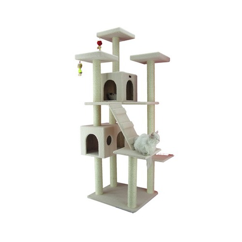 Picture of Armarkat B7701 Classic Real Wood Cat Tree In Ivory  Jackson Galaxy Approved  Multi Levels With Ramp  Three Perches  Two Condos