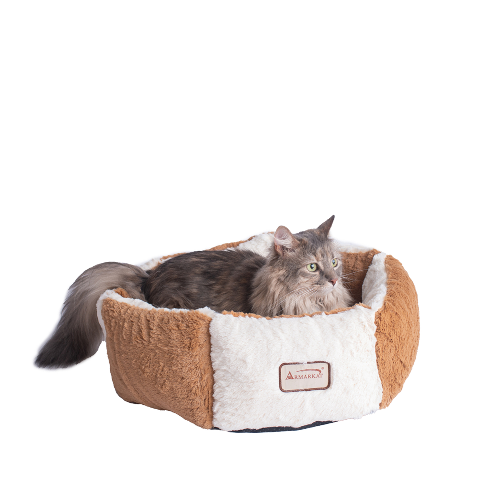 Picture of Aeromark C02NZS-MB Armarkat Pet Bed Cat Bed 20 x 20 x 8 - Brown & Ivory