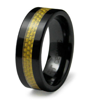 Ceramic Ring with Carbon Fiber Inlay - Size 9