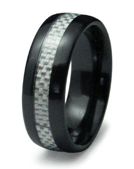 Ceramic Ring with Carbon Fiber Inlay - Size 9