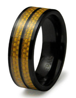 R40007-090 Ceramic Ring with Carbon Fiber Inlay - Size 9