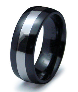 Ceramic with Sterling Silver Inlay - Size 8
