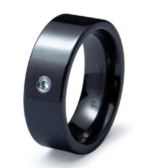 Ceramic CZ Ring High Polish - Size 8