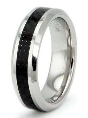 Cobalt Chrome Ring with Black Carbon Fiber Inlay - Size 9