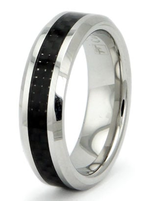 Cobalt Chrome Ring with Black Carbon Fiber Inlay - Size 11
