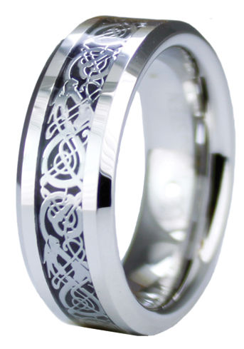 Picture of EWC R75409-080 Superior Cobalt Ring with Dragon Inlay Design - Size 8