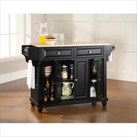 Picture of Crosley Furniture KF30001DBK Cambridge Natural Wood Top Kitchen Island in Black Finish
