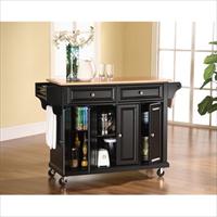 Picture of Crosley Furniture KF30001EBK Natural Wood Top Kitchen Cart-Island in Black Finish