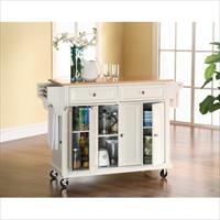 Picture of Crosley Furniture KF30001EWH Natural Wood Top Kitchen Cart-Island in White Finish