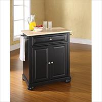 Picture of Crosley Furniture KF30021ABK Alexandria Natural Wood Top Portable Kitchen Island in Black Finish