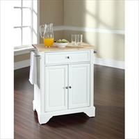 Picture of Crosley Furniture KF30021BWH LaFayette Natural Wood Top Portable Kitchen Island in White Finish