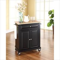 Picture of Crosley Furniture KF30021EBK Natural Wood Top Portable Kitchen Cart-Island in Black Finish