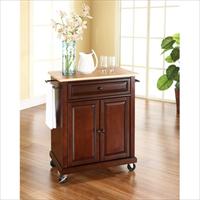 Picture of Crosley Furniture KF30021EMA Natural Wood Top Portable Kitchen Cart-Island in Vintage Mahogany Finish