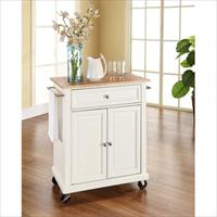 Picture of Crosley Furniture KF30021EWH Natural Wood Top Portable Kitchen Cart-Island in White Finish