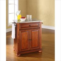 Picture of Crosley Furniture KF30022ACH Alexandria Stainless Steel Top Portable Kitchen Island in Classic Cherry Finish